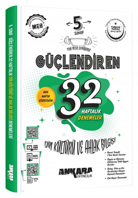 Ankara Yayıncılık 5. Sınıf Güçlendiren 32 Haftalık Din Kültürü ve Ahlak Bilgisi Kazanım Denemeleri