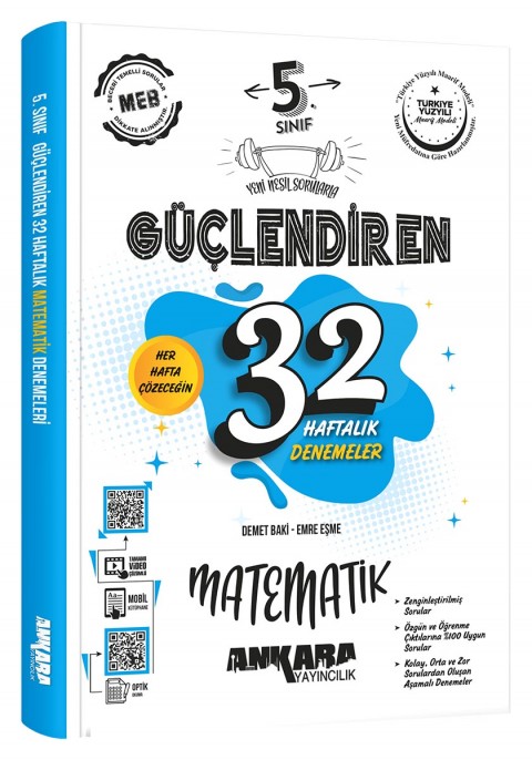 Ankara Yayıncılık 5. Sınıf Güçlendiren 32 Haftalık Matematik Kazanım Denemeleri