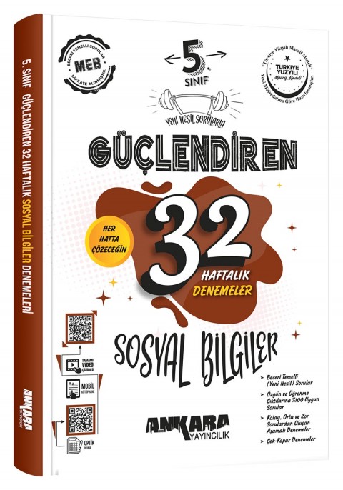 Ankara Yayıncılık 5. Sınıf Güçlendiren 32 Haftalık Sosyal Bilgiler Kazanım Denemeleri