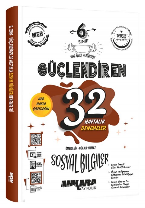 Ankara Yayıncılık 6.Sınıf Güçlendiren 32 Haftalık Sosyal Bilgiler Kazanım Denemeleri