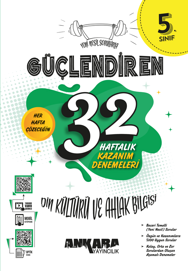Ankara Yayıncılık 5. Sınıf Güçlendiren 32 Haftalık Din Kültürü ve Ahlak Bilgisi Kazanım Denemeleri