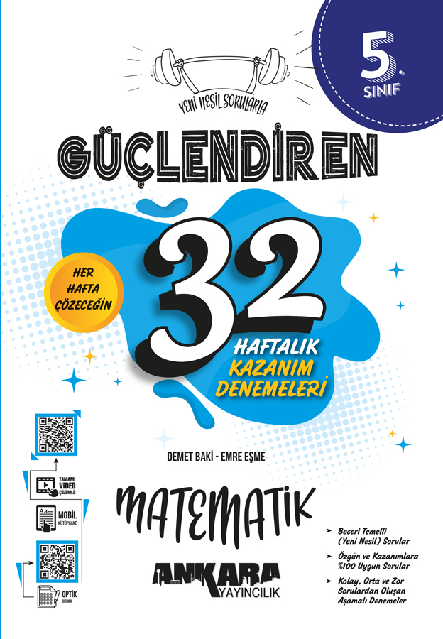 Ankara Yayıncılık 5. Sınıf Güçlendiren 32 Haftalık Matematik Kazanım Denemeleri