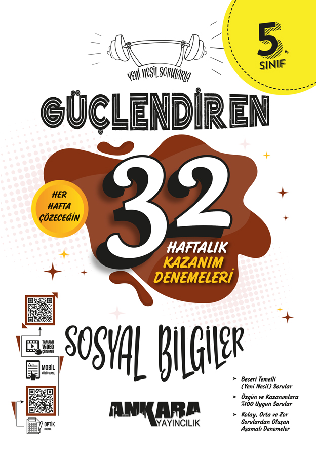 Ankara Yayıncılık 5. Sınıf Güçlendiren 32 Haftalık Sosyal Bilgiler Kazanım Denemeleri