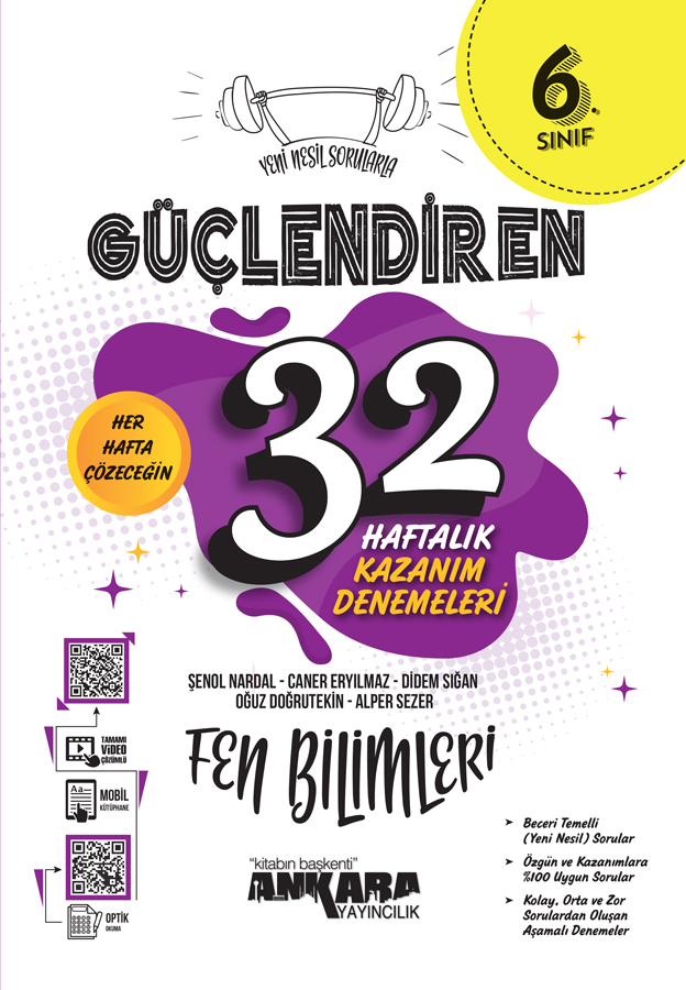 Ankara Yayıncılık 6. Sınıf Güçlendiren 32 Haftalık Fen Bilimleri Kazanım Denemeleri