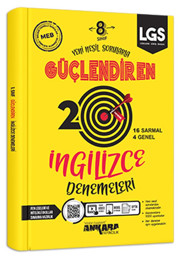 Ankara Yayıncılık 8.Sınıf İngilizce Güçlendiren Denemeleri (20 Adet)